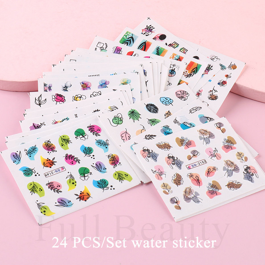24pcs / Set Spring Summer nail - Waterslide Decal Paper 评论和价格